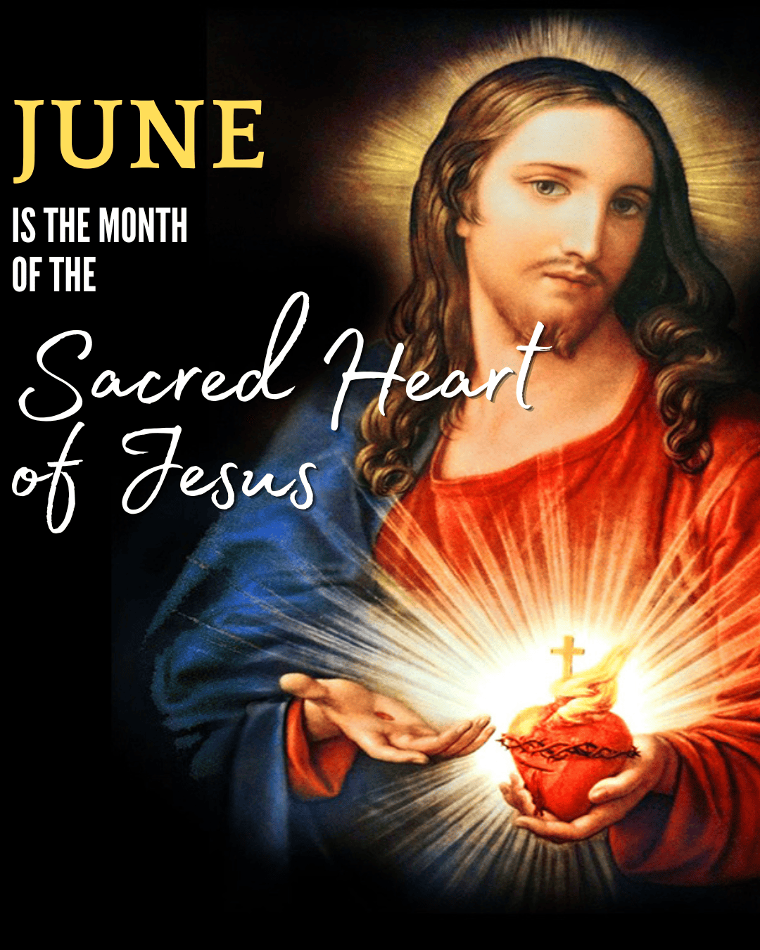 Sacred Heart of Jesus Catholic devotion illustration for the month of June